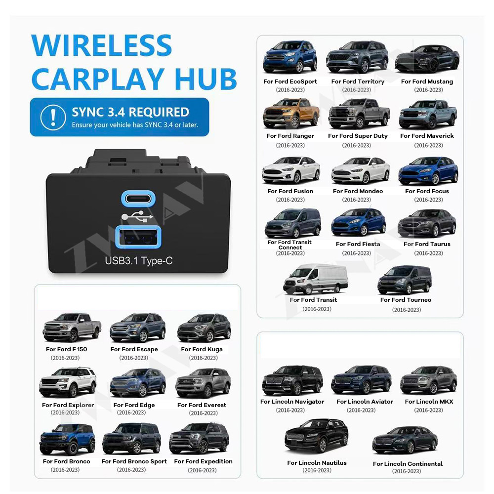 Usb C Hub - Adaptor CarPlay dan Android Auto Nirkabel