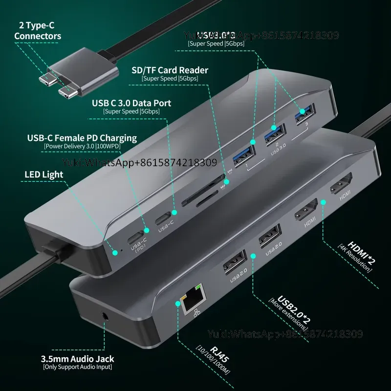 Docking Station 5 Hub USB C de - Usb C Hub ulasan dan harga