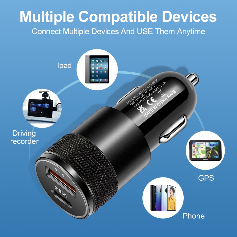 Pengisi Daya Mobil USB 66W Tip - Usb Data Cable ulasan dan harga